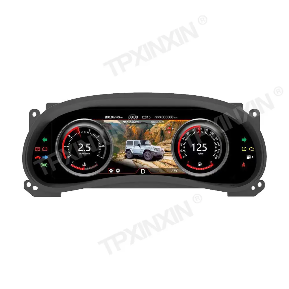 Auto Dashboard Instrument Display 12.3 "Android 9.0 Meter Scherm Voor Jeep Wrangler 2010-2017 Multimedia Speler Auto Gps navigatie