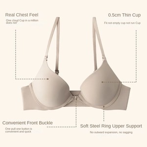 Hot Selling Women's Sexy Solid Casual <strong>Bra</strong> <strong>Triple</strong> Breasted Adjustable Front Closure Vest Sexy Push-up Thin Cup for Adults - Product Image 5