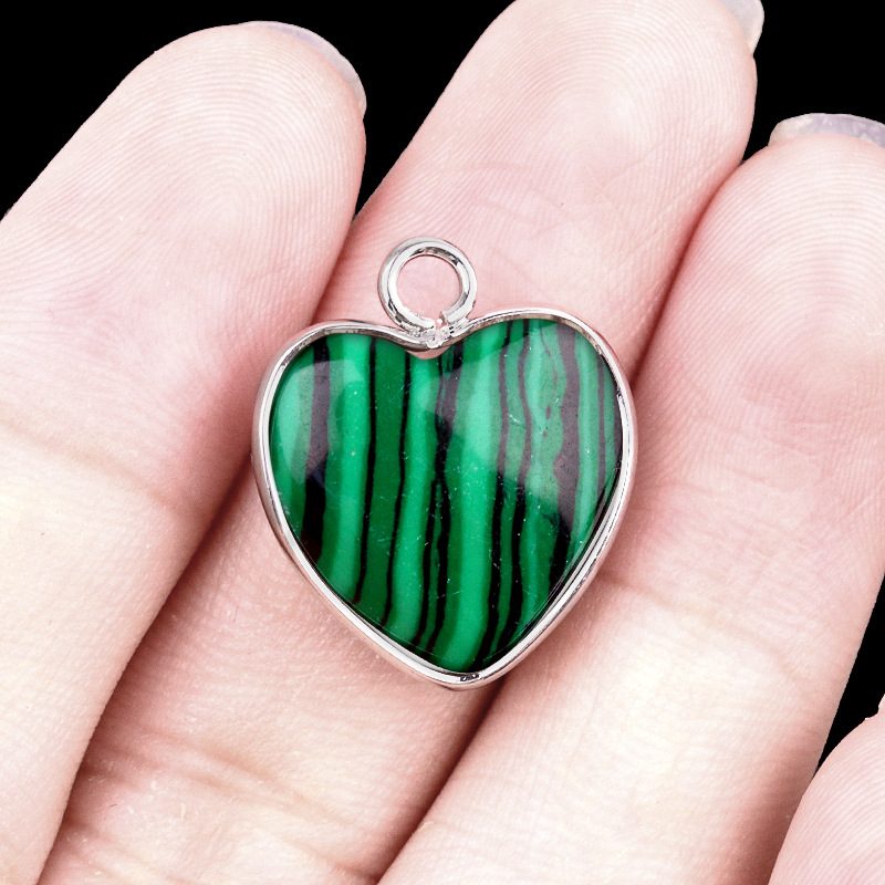 Pendentif unique en malachite (synthétique) (argent)