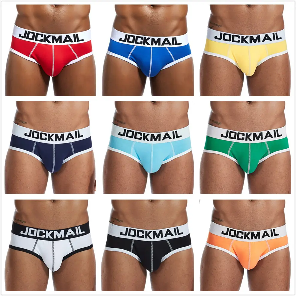 JOCKMAIL กางเกงบ็อกเซอร์ผ้าฝ้าย9สี,กางเกงบ็อกเซอร์ขาสั้นเซ็กซี่เอวต่ำชุดชั้นในบ็อกเซอร์แบรนด์อเมริกันแฟชั่นสำหรับผู้ชาย