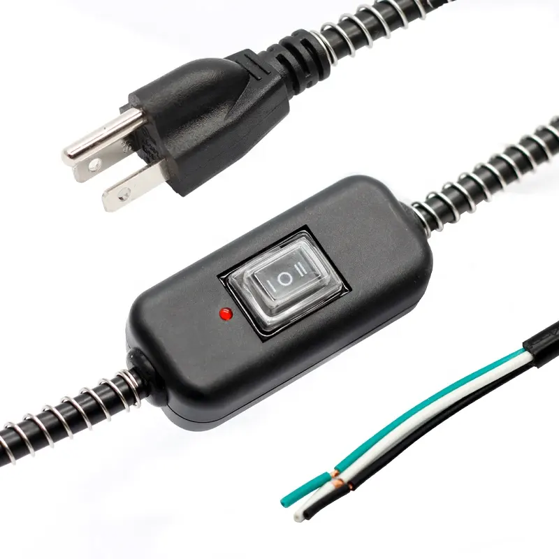 Cables de alimentación con enchufe europeo AC250V con interruptor de encendido/apagado/encendido o atenuador Cable de alambre revestido