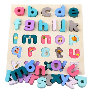子供の教育パズル木のナンバーレター形状認識ボードハンドグラブボードパズル教育玩具 - Product Image 2