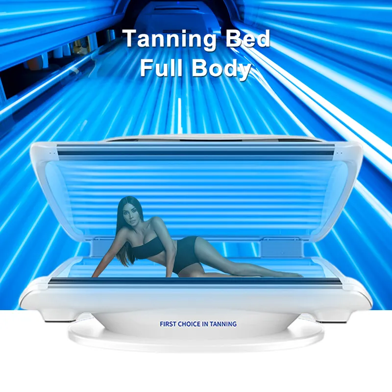 Máquina de bronceado con luz azul Uv de piel hermosa y saludable, cama solar para el hogar con sistema de panel táctil Lcd