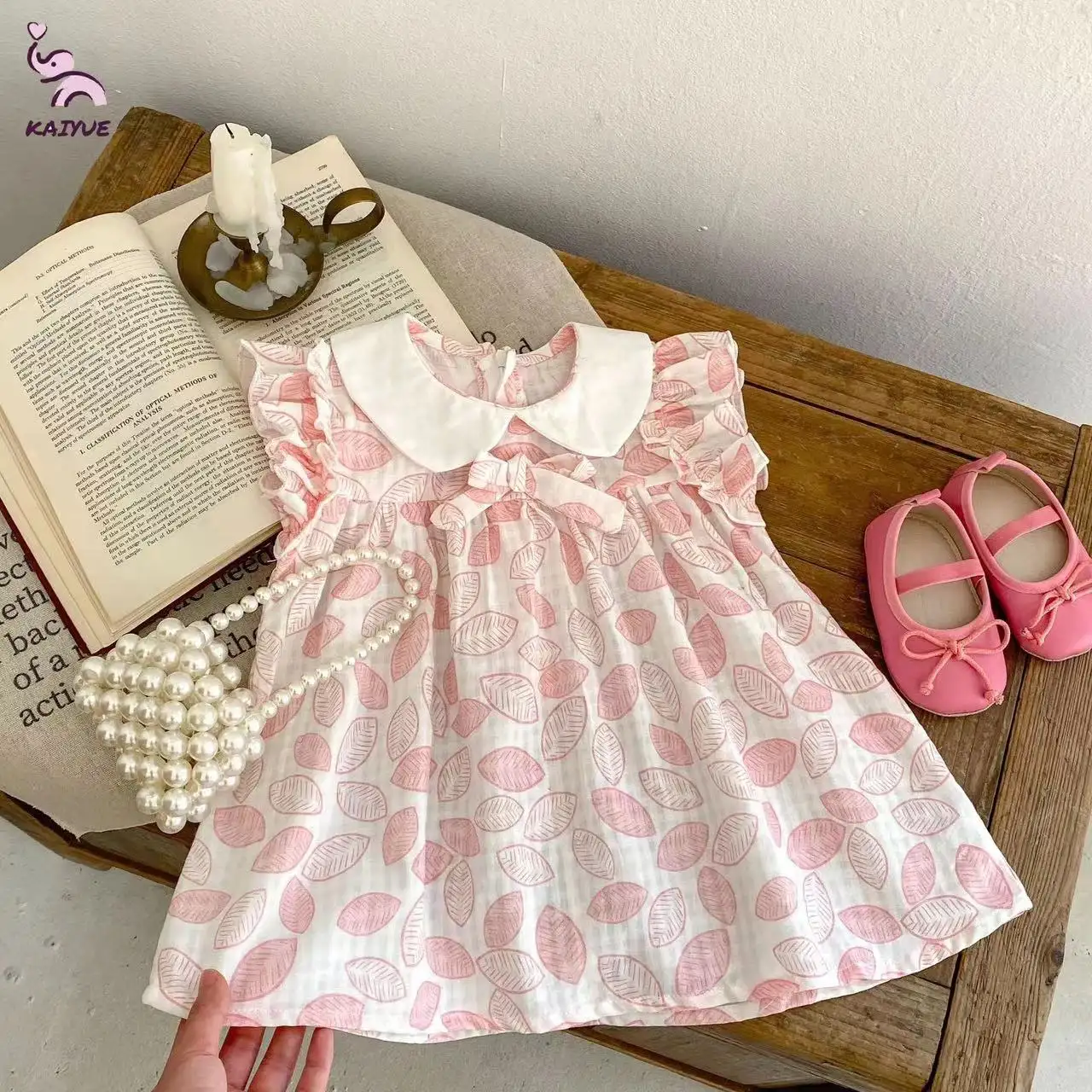 2024 bebek kız elbise çiçek baskı elbiseler yaz pamuk bebek kolsuz doğum günü prenses elbise