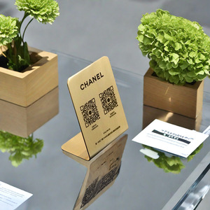 Tùy Chỉnh Sáng Tạo Brass Mã QR Dấu Hiệu Quảng Cáo Bảng Truy Cập Đứng Cho Alipay Unionpay Cửa Hàng Hiển Thị Bảng Dấu Hiệu - Product Image 4