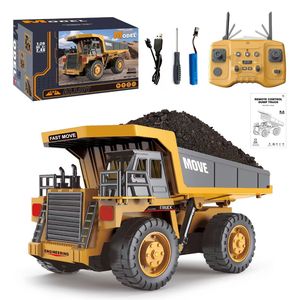 Yx 1/20 במפעל מכירה ישירה <span class=keywords><strong>rc</strong></span> dump צעצוע משאית עם צלילים מציאותיים לבנים 8 + 2.4ghz 13 ערוץ 4wd