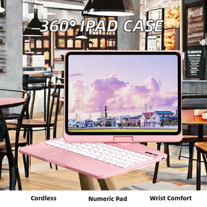 IFacemall <strong>Bluetooth</strong> <strong>Keyboard</strong> Case for iPad Pro/Air 10.9/11&quot; LED Backlit, 360&deg; Rotating <strong>Numeric</strong> <strong>Keypad</strong> OEM Support