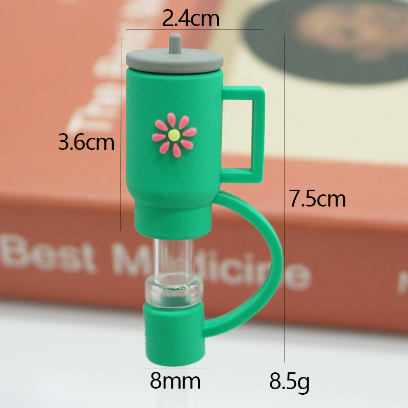 Petite tasse verte 8mm-sac avec paille-paille transparente