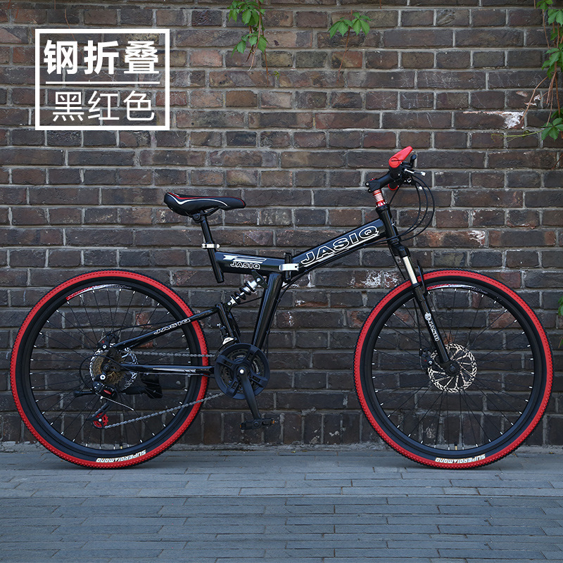 21-speed black spoked wheels
