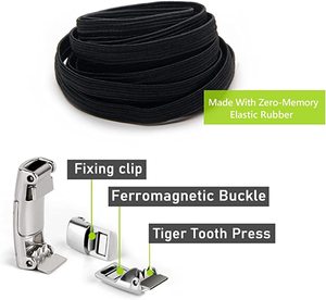One <strong>Size</strong> Fits All Stretch Flat Lazy No Tie <strong>Elastic</strong> Tieless Quick Shoelaces With Magnetic Lock for Adults and Kids - Product Image 2