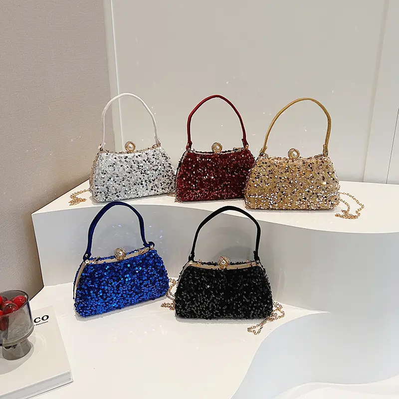 2024 Wholesale Fashion Sequin All Seasons Women'S Cheap Clutch Bag Evening Bags Satchels