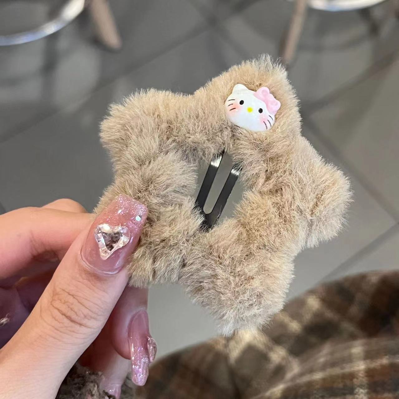 5268 épingle à cheveux en peluche kt star-blush chat curry