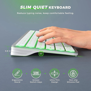 Combo de teclado y ratón recargable multidispositivo, teclado inalámbrico RGB y ratón Trackball para tableta portátil - Product Image 3
