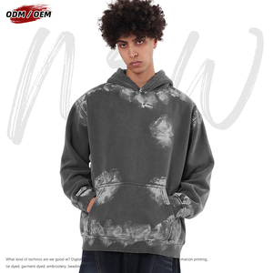 Mùa Thu Cổ Điển Nặng 400gsm Rửa Áo Đất Hoang Graffiti Sơn Phun Lỏng Lông Cừu Áo Thun Trùm Mũ Trùm Cho Nam Giới - Product Image 4