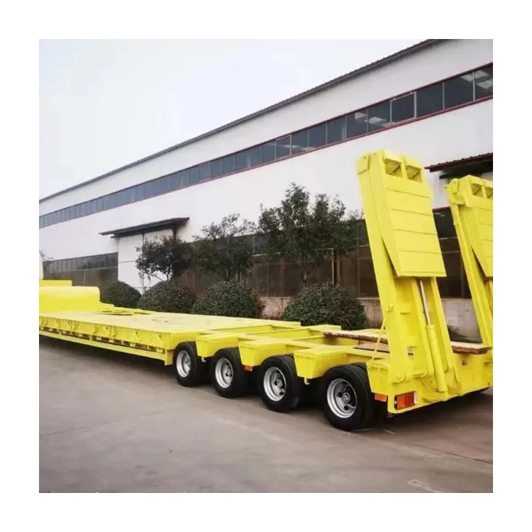 China Gooseneck 30-100 Ton Transport Excavator And Cargo Lowboy Low Bed Trailer For Sale