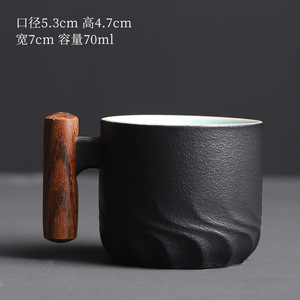 Japon seramik 80ml çay ve kahve kupa ahşap saplı Retro tarzı çevre dostu ofis Drinkware mikrodalga güvenli su kupası