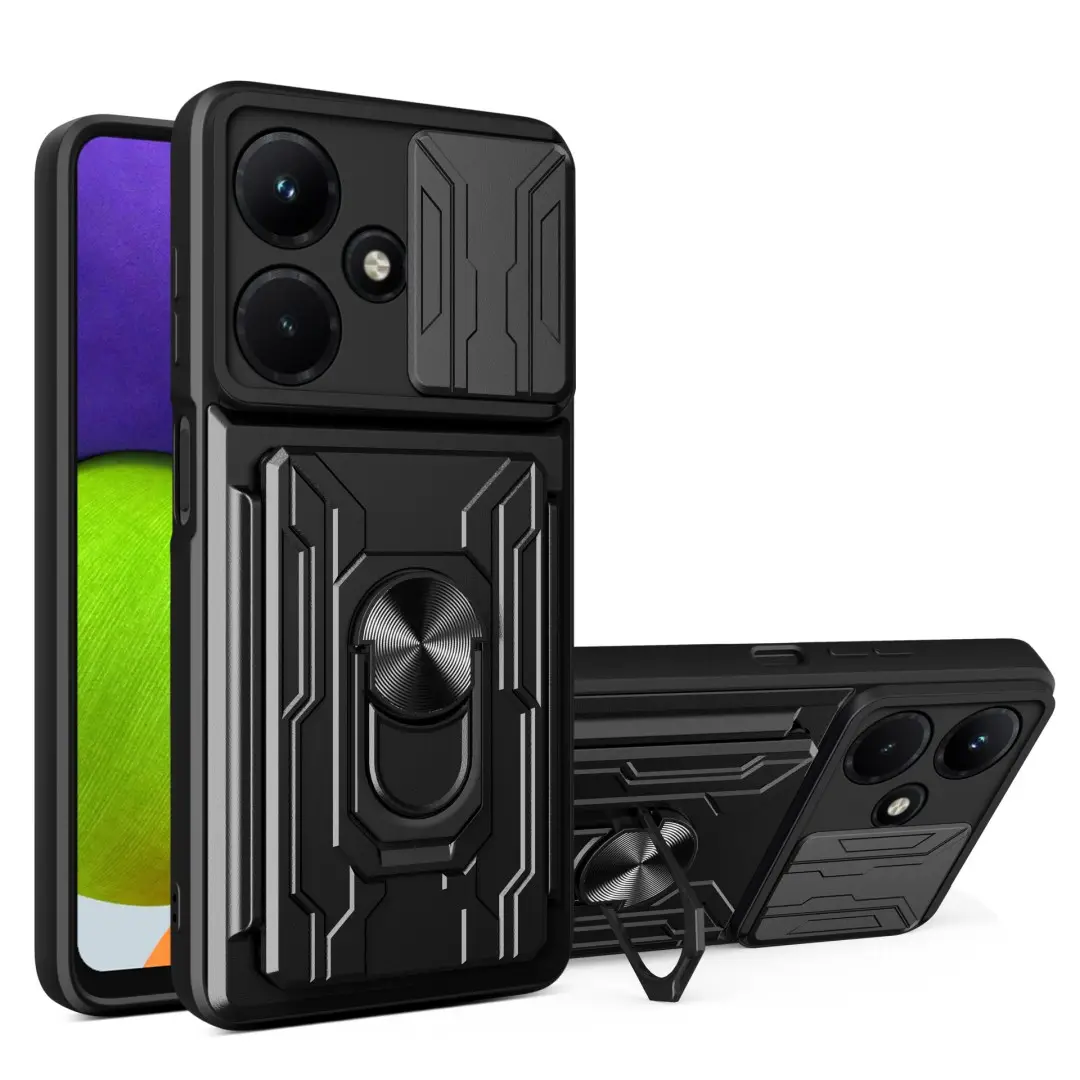 Shemax for Redmi Note 12 Pro Back Cover,Mobile Phone Case Shockproof Dustproof with Invisible Holder Sliding Lens Cover Note 12