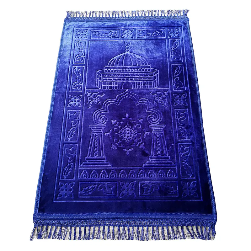 Nuovo tappeto in nappa di flanella musulmana Extra-spesso tappetino antiscivolo portatile tappetino da preghiera in rilievo spesso tappeto tappeto