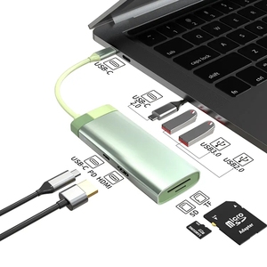 7 En 1 Docking Thunderbolt Dock USB C Hub Splitter Adaptador Tipo C Datos 2,0 USB 3,0 Lector de tarjetas 100W PD 4K HDTV para computadora portátil - Product Image 1