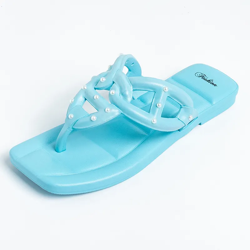 2023 Großhandel Günstige Sommer Damen Strand Flache Flip-Flops Slipper Outdoor PVC Weiß Flip Flop Slides Für Frauen