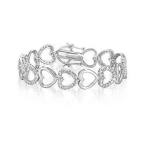 Keiyue pulseira de prata personalizada com coração oco, joia de prata, pulseira de tênis e pulseira com pingente italiano para o amor