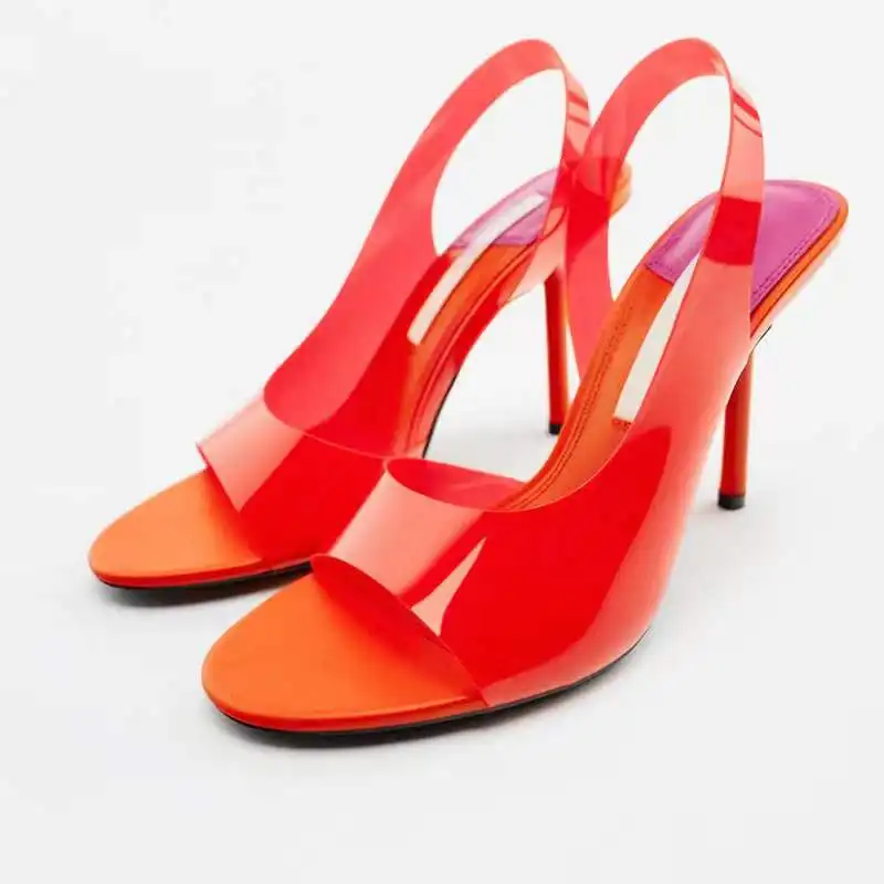 DEleventh-Sandalias de tacón alto para mujer, zapatos de vestir a la moda, con logotipo privado, color rojo y beige, en stock, 116890