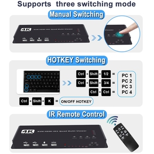 KVM HDMI 4x1多查看器开关4K HDMI KVM 4进1出无缝四路多查看器视频切割分段切换器，适用于4 PC - Product Image 3