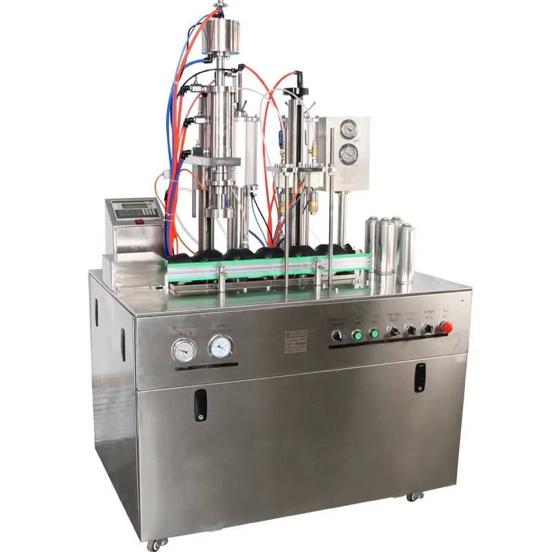 1600GT PLCは、水性エアゾール用の2つの液体フィラー1つのクリンパー自動BOVエアゾール充填機を制御します