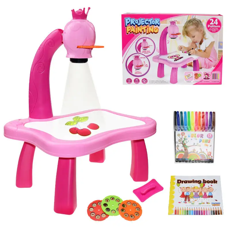 Allogogo atacado projetor mesa iluminação brinquedo educativo colorido crianças diy pintura mesa