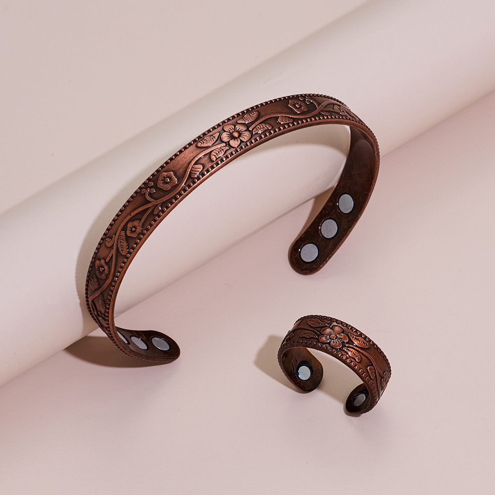 Anello bracciale bronzo prugna fiore-bronzo