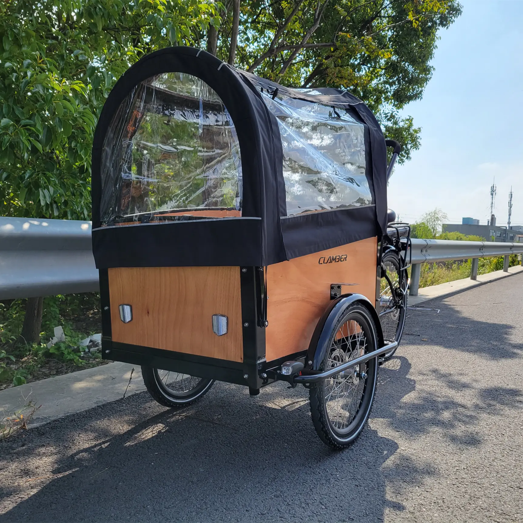 Dutch electric cargo trike europe warehouse electric cargo bike front wood box 3 wheel tricycle pedal assist