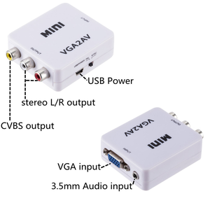 Adaptador convertidor Mini VGA a AV RCA, 3,5mm, compatible con Audio HD, 1080P, VGA2AV, RCA, convertidor de PC a TV, ordenador HD a TV - Product Image 3