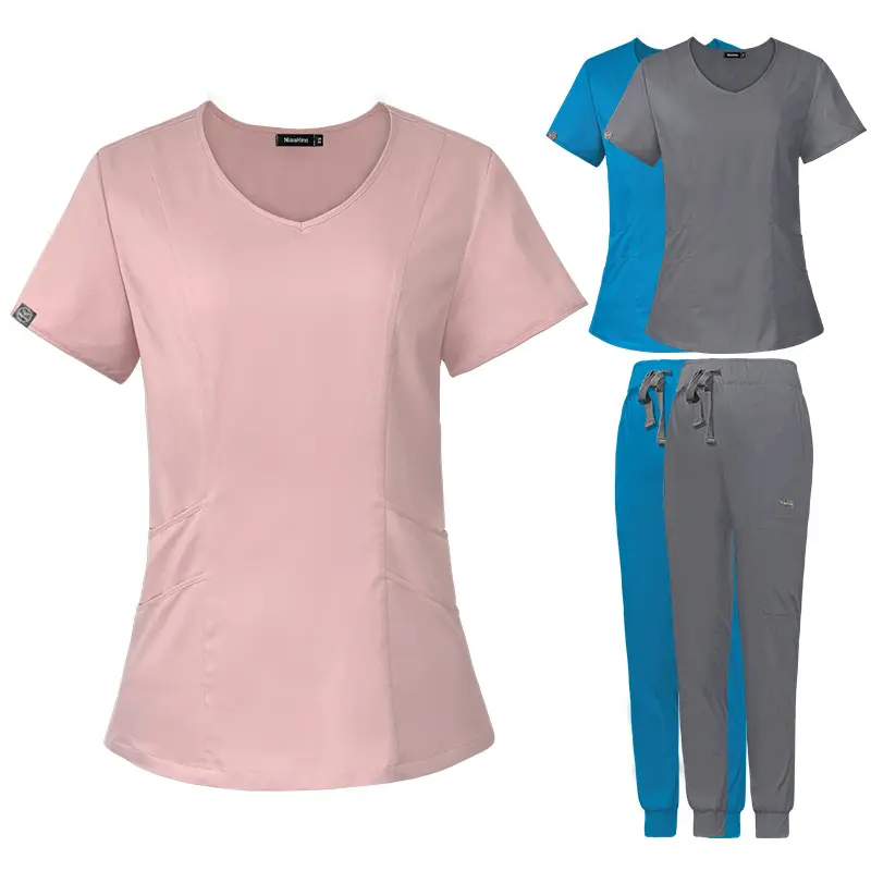 Venda quente Customizável Hospital Enfermeira Uniformes Salão Beleza Workwear Mulheres Jogger Scrubs Conjuntos