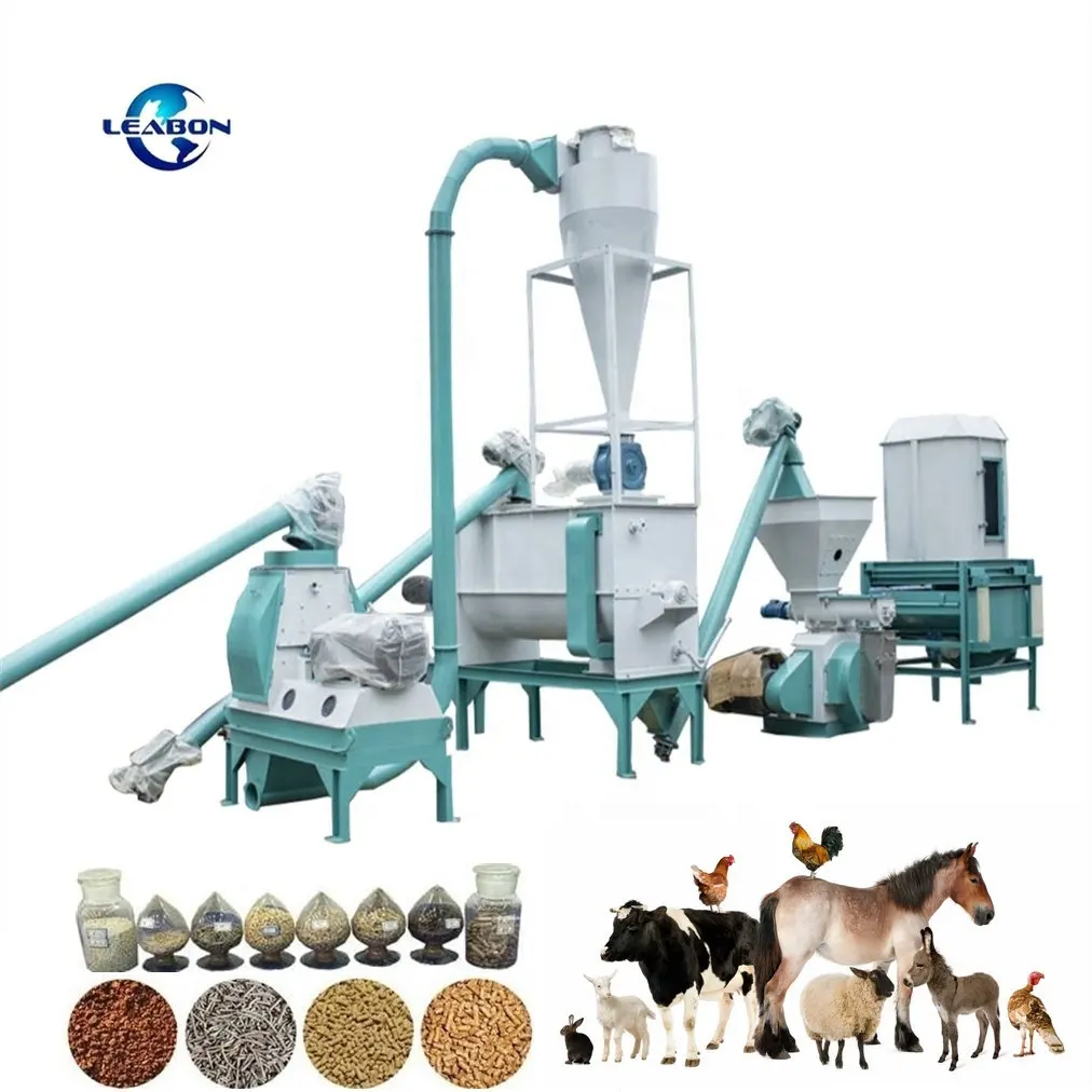 Cattle Feed Plant 2000KG/H Poultry Feed Processing Machine Animal Feed Pellet Mill Machine Product Line Chicken Cattle Feed Plant