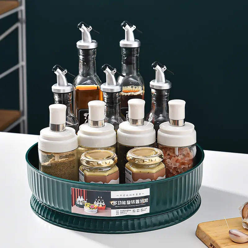 LTT1286 — étagère rotative multifonctionnelle pour salle de bain, support de rangement des cosmétiques, support rotatif pour assaisonnement de cuisine, boîte à étagères