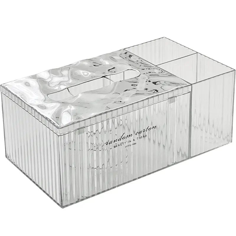 ZJH22071S Acrylic tissue box with drawer Rectangle Shape Drawer Type Plastic Tissue Box Multifunction Tissue Paper Box Holder