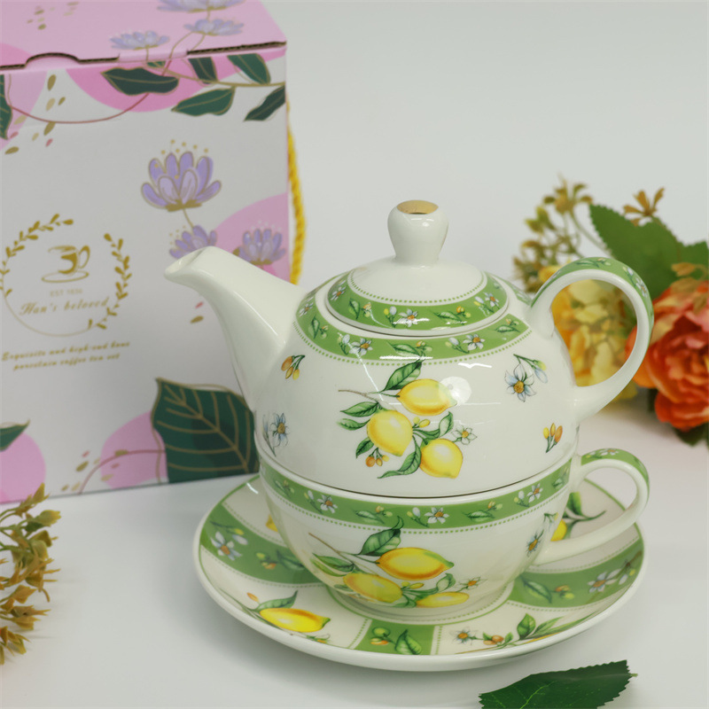 Floral lemon-mother-and-child teapot-gift box