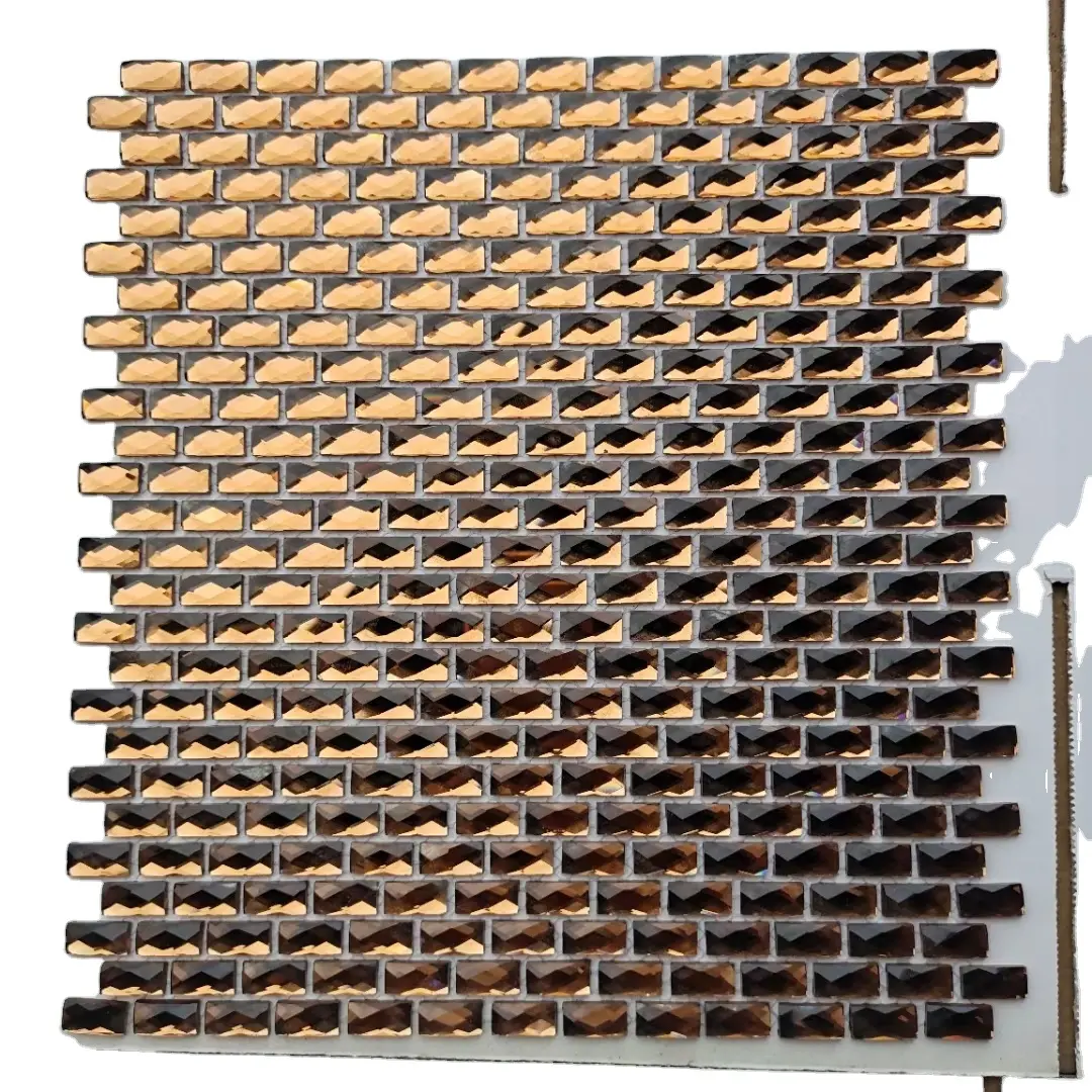 Shiny Gold Crystal Mosaic Glass Tiles Gold Color Mirror Glass Mosaic Tiles Factory Price