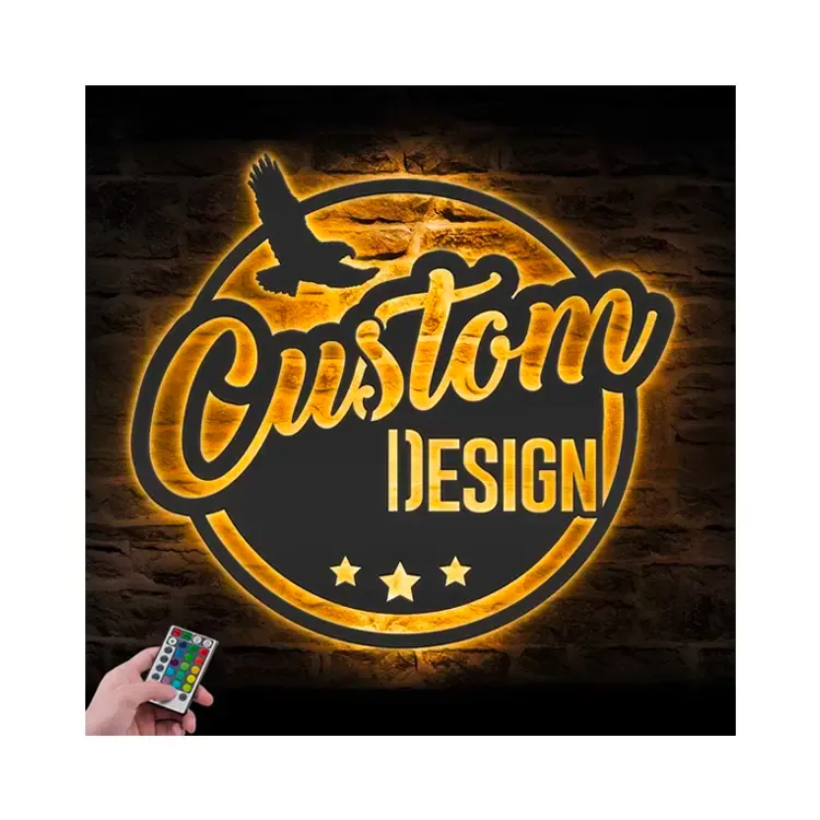Custom Logo Design Metalen Muur Art Led Licht Gepersonaliseerd Bedrijfslogo Naambord Home Decor Symbool Naam Logo Decoratie