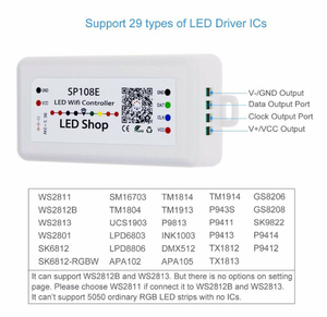 SP108E WS2812B WS2811 WS2801 светодиодный контроллер Wi-Fi iOS Android App беспроводной пульт дистанционного управления DC5V ~ 24V SP108E для SK6812 SK6812-RGBW