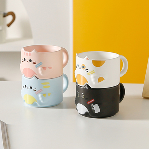 Promotional Gift Stackable Ceramic Cute Cat Design Water <strong>Cup</strong>