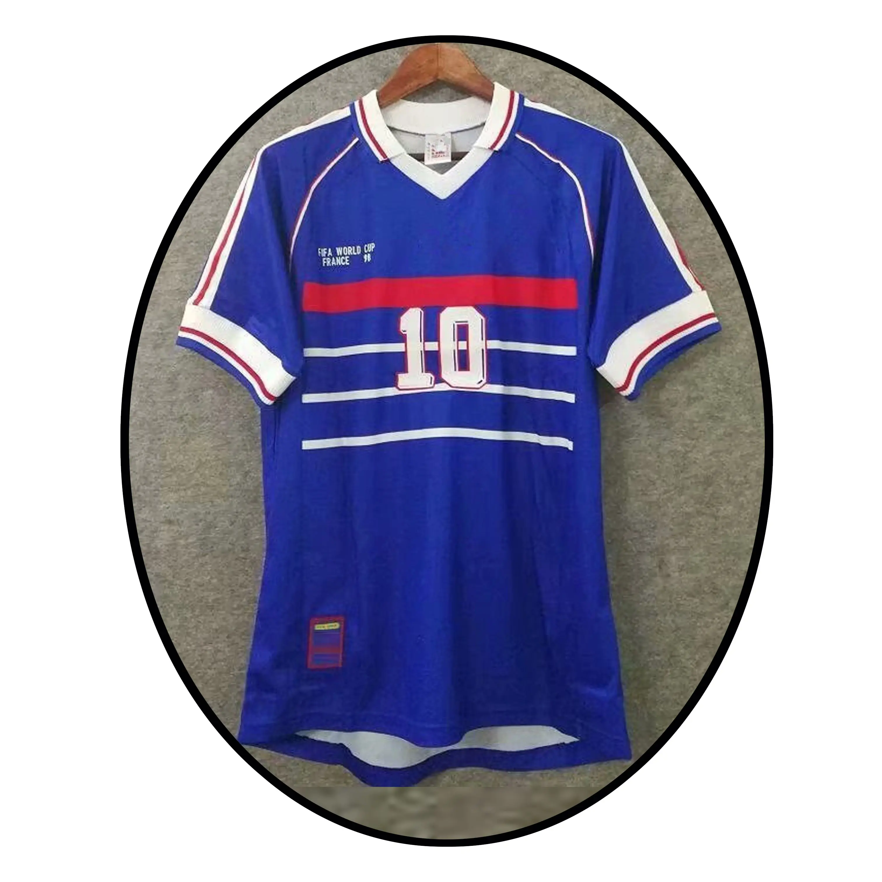 Großhandel Retro Deutschland Brasilien Fußball Trikot Fußball Vintage Fran RONALDO BLANCO Henry Zidane CE klassische Shirts