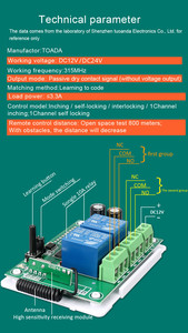Control <strong>Remote</strong> <strong>DC12V</strong>/24V Learning <strong>Remote</strong> Control Receiver 12v <strong>Remote</strong> Control Switch - Product Image 5