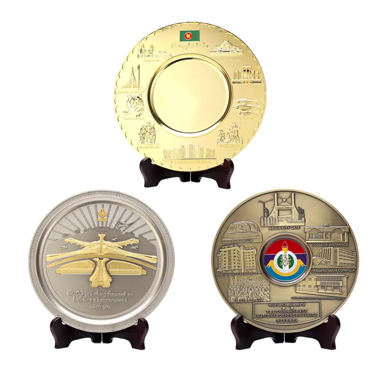 מותאם אישית הפרס פלאק עתיק ברונזה מתכת בולט לוגו 3d גביע מזכרות צלחת ברצלונה ניגריה