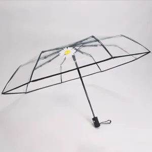 自动透明雏菊女神日本折叠学生伞带可定制女性标志批发定制伞 - Product Image 4