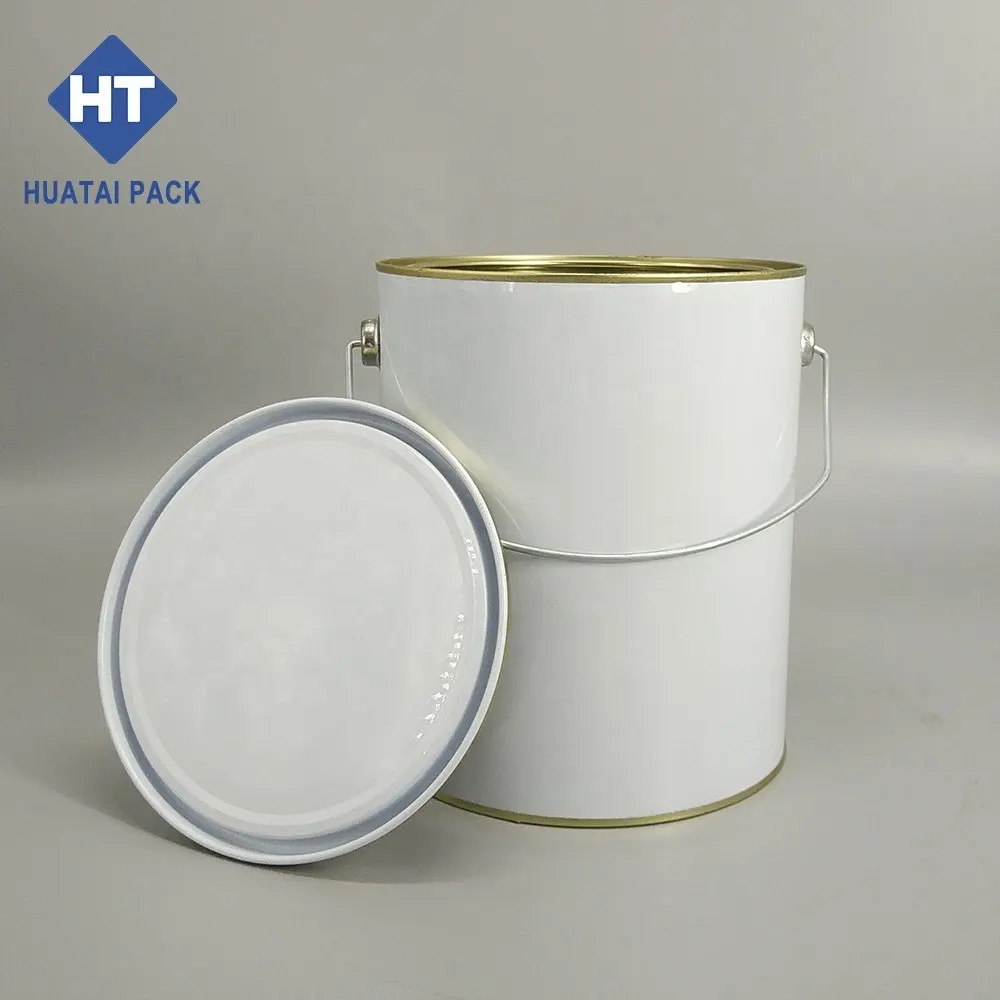 Latas redondas de metal de 4 litros, lata de pintura vacía con impresión