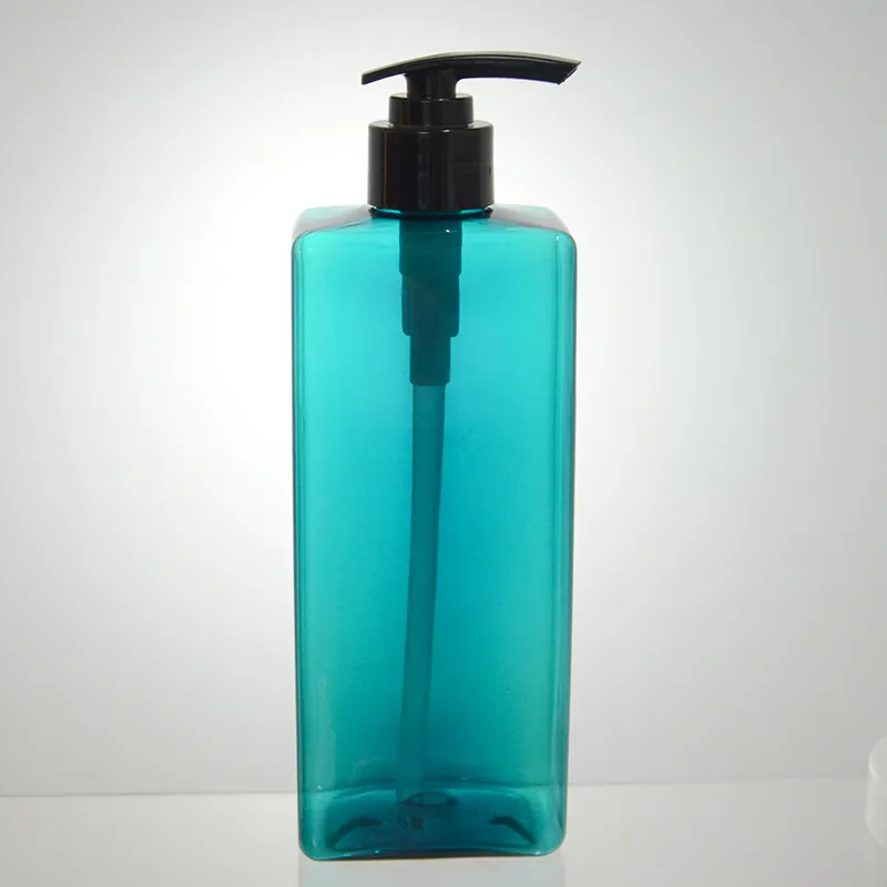 Botella de plástico rectangular de 500ml, botellas de embalaje de champú, botella de acondicionador, botella de cuidado de la piel para hombres