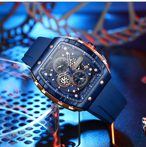 CURREN özel Logo FashionWatches büyük arama benzersiz RectangularHollow tasarım kol saatleri ile kronograf otomatik tarih - Product Image 2