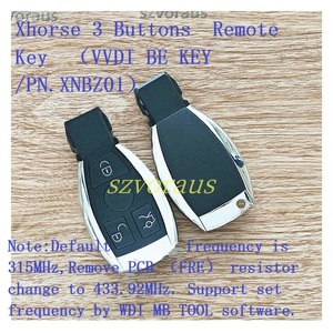 ผู้ผลิตกุญแจรถ xhorse VVDI BE Key Pro XNBZ01EN/XNBZT1GL พร้อมเปลือกกุญแจอัจฉริยะ3ปุ่มสำหรับ BENZ