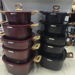 Non-stick Granite Cooking Pot Surface 10pcs <strong>Set</strong> Aluminium Die Casting Detachable Handle Cookware <strong>Set</strong> <strong>20</strong>/24/28/32/28cm Soup Pot